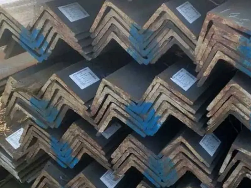 Steel angle stiffeners welded to ship hull plate