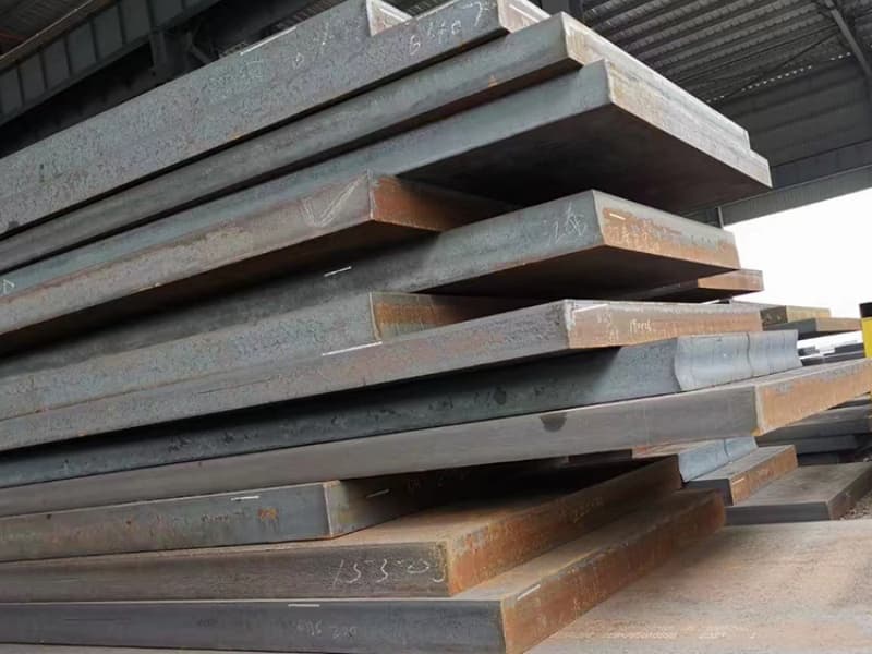 close up of marked marine steel plate label