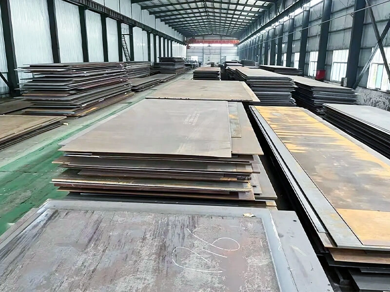 Steel slabs secured with dunnage and lashing in a bulk carrier hold