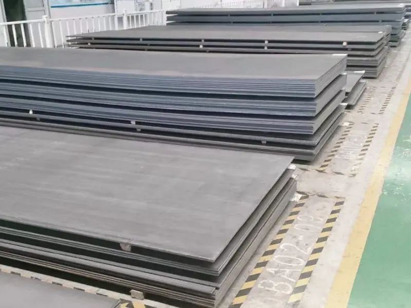 Shipyard with halted construction and idle workers due to missing steel plates