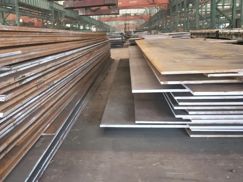 Rolling mill processing a steel slab into plate with a timeline overlay